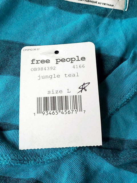 $108 New Free People Women's Sleeveless Blue Striped Twist Blouse Top Size L - evorr.com