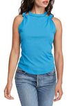 $108 New Free People Women's Sleeveless Blue Twisted Blouse Top Size S - evorr.com