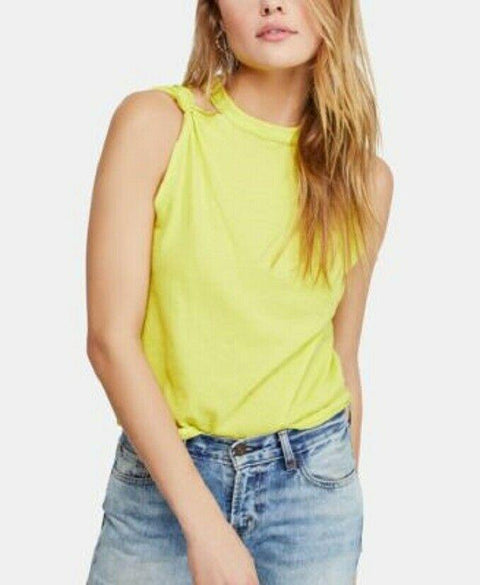 $108 New Free People Women's Sleeveless Neon Green Twisted Blouse Top Size S - evorr.com