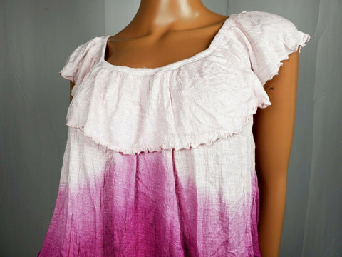 $108 New Free People Women's Short Sleeve Pink Dye Blouse Top Size S - evorr.com