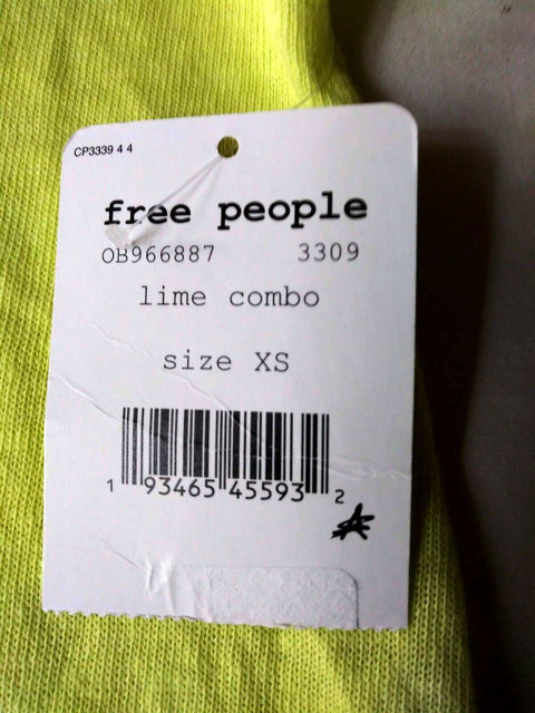 $108 New Free People Women's Sheer Lime Green Wipe Out Blouse Top Size XS