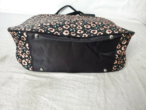 New Hadaki Tennis Tote  Black Pink Roses Bag Shoulder Bag 14" Medium - evorr.com