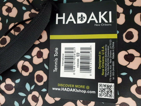 New Hadaki Tennis Tote  Black Pink Roses Bag Shoulder Bag 14" Medium - evorr.com