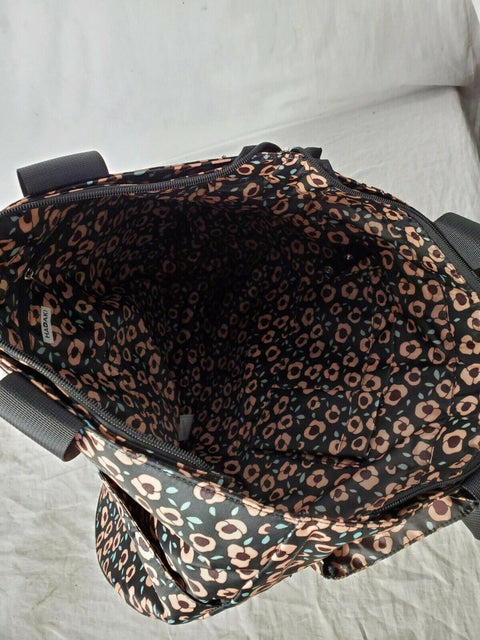 New Hadaki Tennis Tote  Black Pink Roses Bag Shoulder Bag 14" Medium - evorr.com