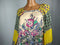 New Free People Women Yellow Printed Long Sleeve Off Shoulder Peasant Top S - evorr.com