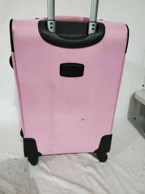 $240 Rockland 24" Medium Luggage Spinner Suitcase Pink Leopard Lightweight