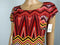 $98 New Free People Women's Short Sleeve Red Zig zag Blouse Top Size L - evorr.com