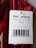 $98 New Free People Women's Short Sleeve Red Zig zag Blouse Top Size L - evorr.com