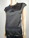 New Vince Camuto Women Shirred Black Cap Sleeve Blouse Top Size M - evorr.com