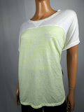 New TOMMY HILFIGER Women White Green Striped Short Sleeve Sport Blouse Top L - evorr.com