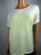 New TOMMY HILFIGER Women White Green Striped Short Sleeve Sport Blouse Top L - evorr.com