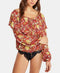 New Free People Womens Long Sleeve Red Printed Floral Peasant Body Suit Size XS - evorr.com