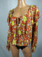New Free People Womens Long Sleeve Red Printed Floral Peasant Body Suit Size XS - evorr.com