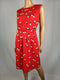 Anne Klein Women Red Printed Pleated Neck Tunic Dress Red Plus Size 16W - evorr.com