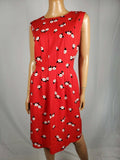 Anne Klein Women Red Printed Pleated Neck Tunic Dress Red Plus Size 16W - evorr.com