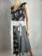 NEW Calvin Klein Women Black Mix Print Sleeveless Belted A-line Dress Size 10 - evorr.com