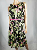 New TOMMY HILFIGER Women Sleeveless Black Multi Floral Dress Fit Flare Size 4 - evorr.com
