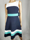 TOMMY HILFIGER Women Sleeveless Blue Striped Color Block Dress Fit Flare Size 4 - evorr.com
