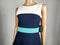 TOMMY HILFIGER Women Sleeveless Blue Striped Color Block Dress Fit Flare Size 4 - evorr.com