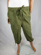 KAREN SCOTT Women Green Pull on Dahlia Capri Cropped Pants Drawstring Tie Hem L - evorr.com