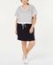 TOMMY HILFIGER Women Short Sleeve Gray Black Drawstring Knit Dress Dress Plus 1X - evorr.com