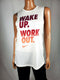 New NIKE Women Sleeveless Ivory Scoop Neck DRI FIT Graphic Blouse Top Size M - evorr.com