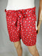 Maison Jules Women Red Printed High Waist Shorts Paper-Bag Waist Belted Size L - evorr.com