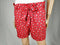 Maison Jules Women Red Printed High Waist Shorts Paper-Bag Waist Belted Size L - evorr.com
