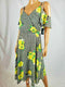 INC CONCEPTS Women Cold Shoulder Midi Lined Dress Gingham Bouquet Print Plus 14W - evorr.com