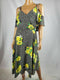 INC CONCEPTS Women Cold Shoulder Midi Lined Dress Gingham Bouquet Print Plus 14W - evorr.com