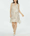New ALFANI V-Neck Overlay Beige Floral Printed Lined Tunic A-Line Dress Plus 16W - evorr.com