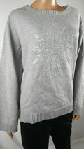 Karen Scott Women Long Sleeve Crew-Neck Gray Embroidery Pullover Sweater Plus 2X - evorr.com