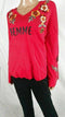 INC Femme Women Floral Embroidered Bell Sleeve Red Pullover Sweater Top Plus 2X - evorr.com