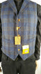 Tallia Men's Blue Olive Plaids Five Button Wool Vest Jacket Size 38R Sleeveless - evorr.com