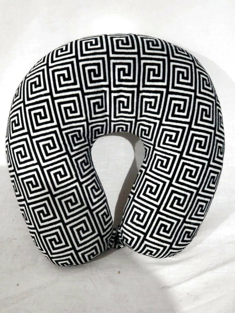 New Bon Voyage Travel Memory foam Neck Pillow Black White Printed - evorr.com