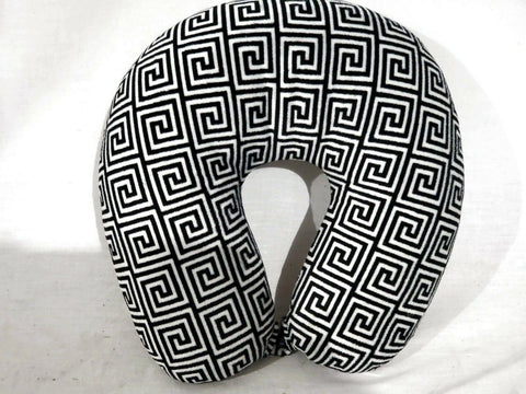 New Bon Voyage Travel Memory foam Neck Pillow Black White Printed - evorr.com