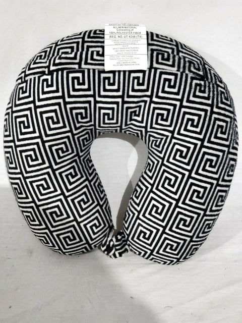 New Bon Voyage Travel Memory foam Neck Pillow Black White Printed - evorr.com