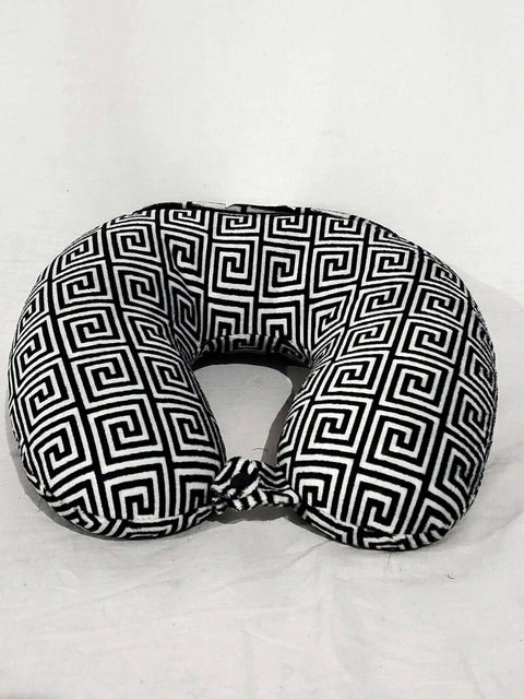 New Bon Voyage Travel Memory foam Neck Pillow Black White Printed - evorr.com