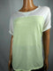 Tommy Hilfiger Sport Women White Green Striped Short Sleeve Color Block Top L - evorr.com