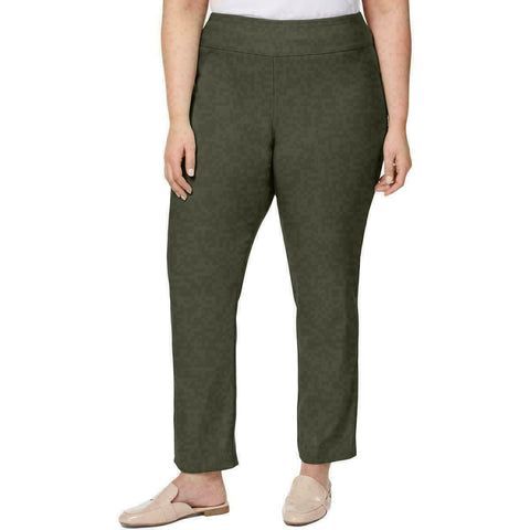 Charter Club Women Green Pull On Tummy Slimming Leg Pants Stretch Plus Size 24W