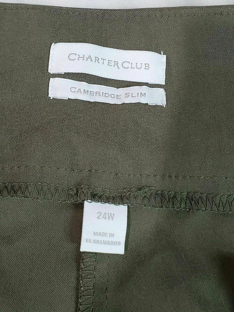 Charter Club Women Green Pull On Tummy Slimming Leg Pants Stretch Plus Size 24W