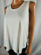 Rachael Roy Women Sleeveless Hi-Low White Scoop-Neck Cotton Pullover Blouse L - evorr.com