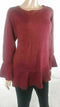 Style&co. Women Long Sleeve Red Ruffle Hem Pullover Scoop Neck Sweater Plus 1X - evorr.com