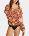 New Free People Womens Long Sleeve Red Printed Floral Peasant Body Suit X-Small - evorr.com