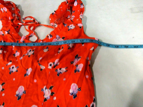 Free People Women Short Sleeve Orange Printed Mini Summer Dress Like A Lady S - evorr.com