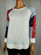 New Style&co. Women Long Sleeve White Patched Sweatshirt Colorblock Blouse Top S - evorr.com