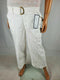 Charter Club Women White Stretch Wide Leg Capri Cropped Belted Cotton Pants 10 - evorr.com