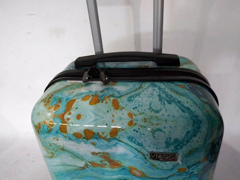 New MIA Viaggi Italy Spinner Luggage Hardcase Carry On Spinner Printed Aqua 23" - evorr.com