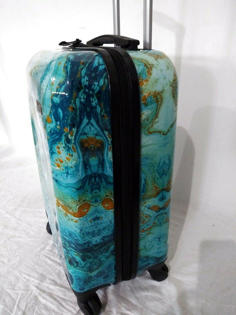 New MIA Viaggi Italy Spinner Luggage Hardcase Carry On Spinner Printed Aqua 23" - evorr.com