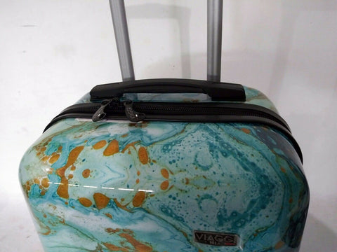 New MIA Viaggi Italy Spinner Luggage Hardcase Carry On Spinner Printed Aqua 23" - evorr.com